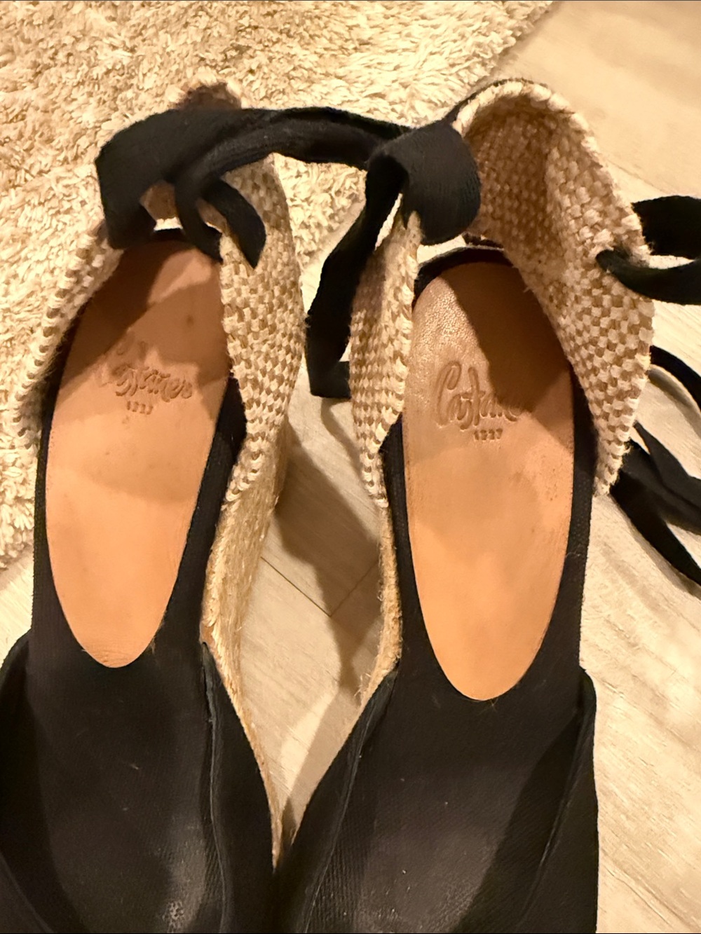 Castaner Black Espadrille Wedges with Ankle Wrap - Picture 6 of 9